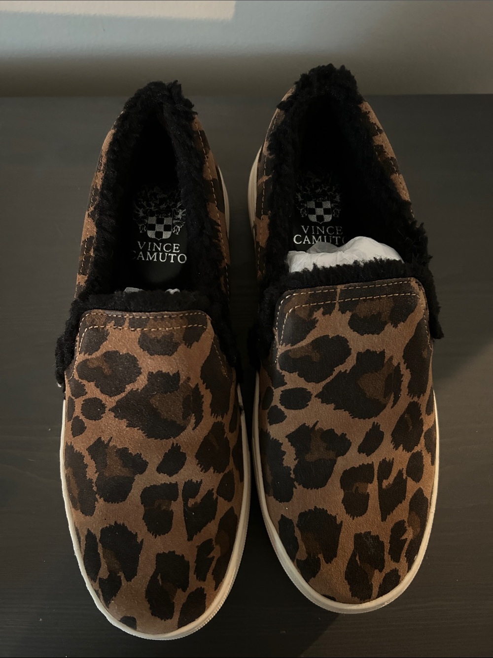 Vince Camuto Leopard-Print Slip-On Sneakers in Brown and Black